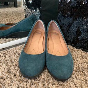 Nurture Turquoise Leather Slightly Heeled Shoes